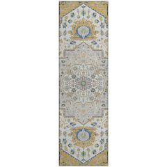 Premium Machine Washable Mayfield AMF985 Gold 2'3" x 7'6" Runner Rug