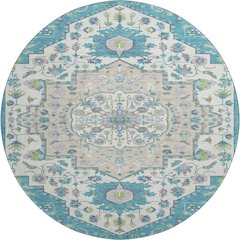Premium Machine Washable Mayfield AMF985 Teal 8' x 8' Round Rug