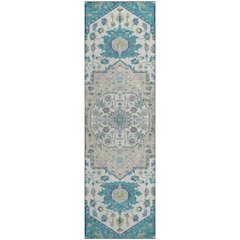 Premium Machine Washable Mayfield AMF985 Teal 2'3" x 7'6" Runner Rug