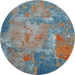 Premium Machine Washable Mayfield AMF989 Navy 8' x 8' Round Rug