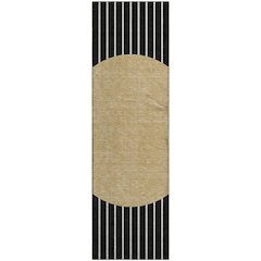 Premium Machine Washable Mayfield AMF994 Black 2'3" x 7'6" Runner Rug