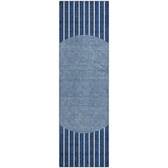 Premium Machine Washable Mayfield AMF994 Navy 2'3" x 7'6" Runner Rug