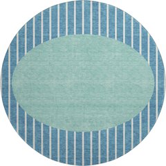 Premium Machine Washable Mayfield AMF994 Teal 8' x 8' Round Rug