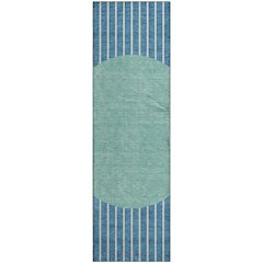 Premium Machine Washable Mayfield AMF994 Teal 2'3" x 7'6" Runner Rug