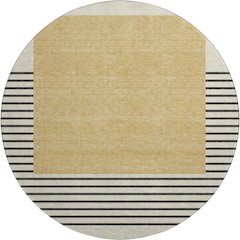 Premium Machine Washable Mayfield AMF995 Gold 8' x 8' Round Rug