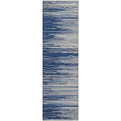 Premium Machine Washable Mayfield AMF996 Navy 2'3" x 7'6" Runner Rug