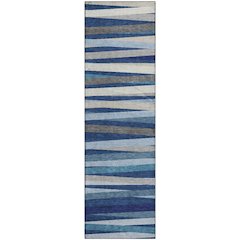 Premium Machine Washable Mayfield AMF997 Navy 2'3" x 7'6" Runner Rug