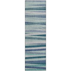 Premium Machine Washable Mayfield AMF997 Teal 2'3" x 7'6" Runner Rug