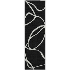Premium Machine Washable Mayfield AMF999 Black 2'3" x 7'6" Runner Rug