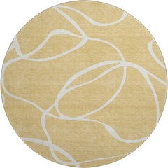 Premium Machine Washable Mayfield AMF999 Gold 8' x 8' Round Rug