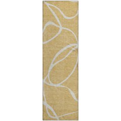 Premium Machine Washable Mayfield AMF999 Gold 2'3" x 7'6" Runner Rug