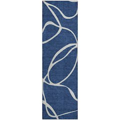 Premium Machine Washable Mayfield AMF999 Navy 2'3" x 7'6" Runner Rug