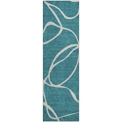 Premium Machine Washable Mayfield AMF999 Teal 2'3" x 7'6" Runner Rug