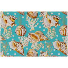Indoor/Outdoor Surfside ASR36 Aqua Washable 1'8" x 2'6" Rug
