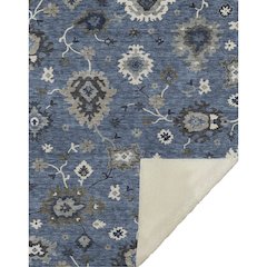 Premium Machine Washable ASB753 Blue 50" x 70" Sherpa Throw Blanket