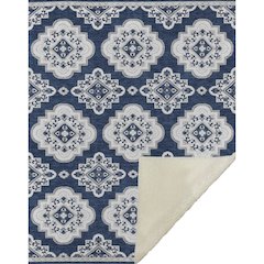 Premium Machine Washable ASB878 Navy 50" x 70" Sherpa Throw Blanket