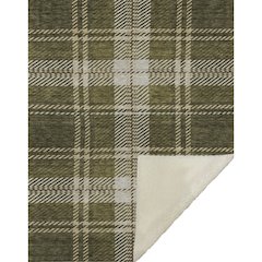 Premium Machine Washable ASB935 Olive 50" x 70" Sherpa Throw Blanket
