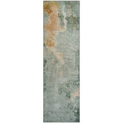 Luxury Washable Indoor/Outdoor Bresca Seafoam 2'3" x 7'6" Runner Rug