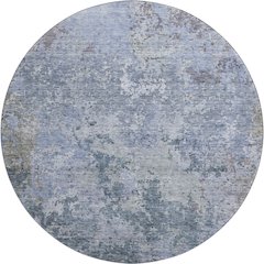 Luxury Washable Indoor/Outdoor Bresca Blue 8' x 8' Round Rug