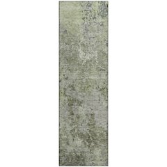 Luxury Washable Indoor/Outdoor Bresca Green 2'3" x 7'6" Runner Rug