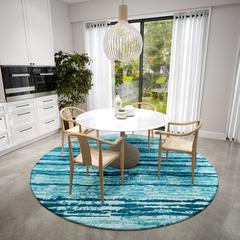 Bravado Blue Contemporary Stripe 8' x 8' Area Rug Blue ABV34