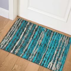 Bravado Peacock Contemporary Stripe 1'8" x 2'6" Accent Rug Peacock ABV34