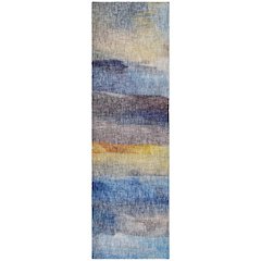 Luxury Washable Boca Blue 2'3" x 7'6" Runner Rug