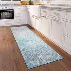 Rylee Blue Transitional Abstract 2'3" x 7'6" Runner Rug Blue ARY33