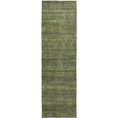 Luxury Washable Indoor/Outdoor Burano Olive 2'3" x 7'6" Runner Rug