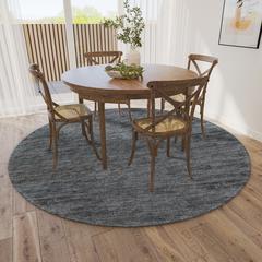 Marston Gray Transitional Striped 8' x 8' Round Rug Gray AMA31