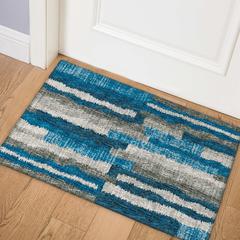 Bravado Blue Contemporary Striped 1'8" x 2'6" Accent Rug Blue ABV37