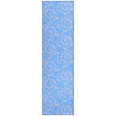 Indoor/Outdoor Surfside ASR41 Blue Washable 2'3" x 7'6" Runner Rug