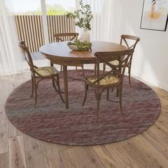 Marston Burgundy Transitional Striped 8' x 8' Round Rug Burgundy AMA31