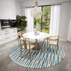 Waverly Ocean Contemporary Striped 8' x 8' Round Rug Ocean AWA31