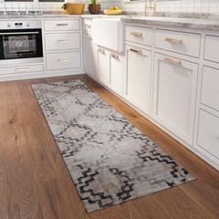 Yuma Taupe Transitional Trellis 2'3" x 7'6" Runner Rug Taupe AYU45