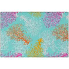 Indoor/Outdoor Surfside ASR33 Aqua Washable 1'8" x 2'6" Rug