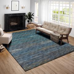 Marston Blue Transitional Striped 10' x 14' Area Rug Blue AMA31