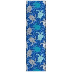 Indoor/Outdoor Surfside ASR43 Blue Washable 2'3" x 7'6" Runner Rug