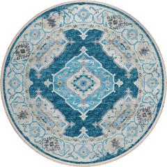 Indoor/Outdoor Marbella MB1 Indigo Washable 10' x 10' Round Rug