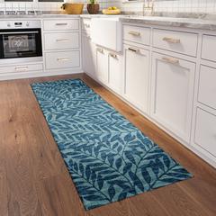 Yuma Blue Coastal Floral 2'3" x 7'6" Runner Rug Blue AYU35