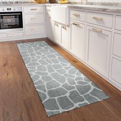 Safari Grey Animal Animal Print 2'3" x 7'6" Runner Rug Grey ASF34