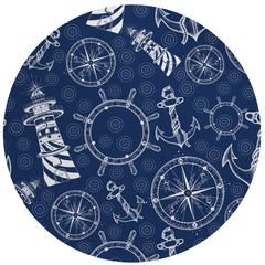 Indoor/Outdoor Harpswell AHP39 Blue Washable 8' x 8' Round Rug