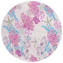 Indoor/Outdoor Surfside ASR31 Raspberry Washable 8' x 8' Round Rug