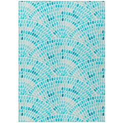 Indoor/Outdoor Surfside ASR37 Aqua Washable 10' x 14' Rug
