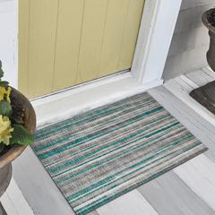Waverly Peacock Contemporary Striped 1'8" x 2'6" Accent Rug Peacock AWA31