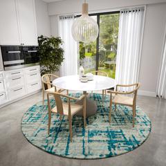 Bravado Peacock Contemporary Abstract 8' x 8' Area Rug Peacock ABV35