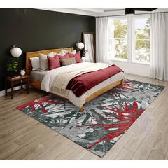 Bravado Red Contemporary Color Splash 10' x 14' Area Rug Red ABV36