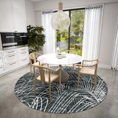Rylee Charcoal Transitional Abstract 8' x 8' Round Rug Charcoal ARY32