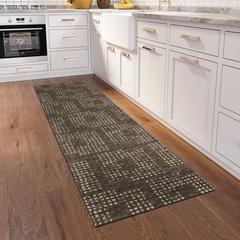 Eleanor Brown Contemporary Geometric 2'3" x 7'6" Runner Rug Brown AER31