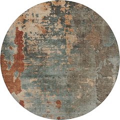 Luxury Washable Indoor/Outdoor Kochi Teal 8' x 8' Round Rug